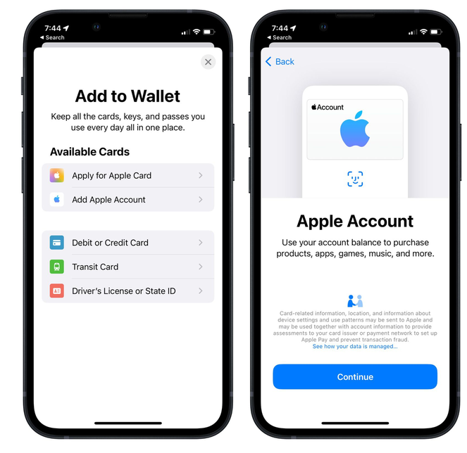 永清苹果手机维修分享iOS 15.5钱包App如何添加 Apple 账户 